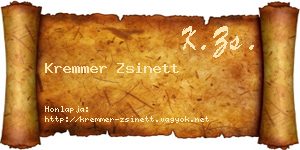 Kremmer Zsinett névjegykártya